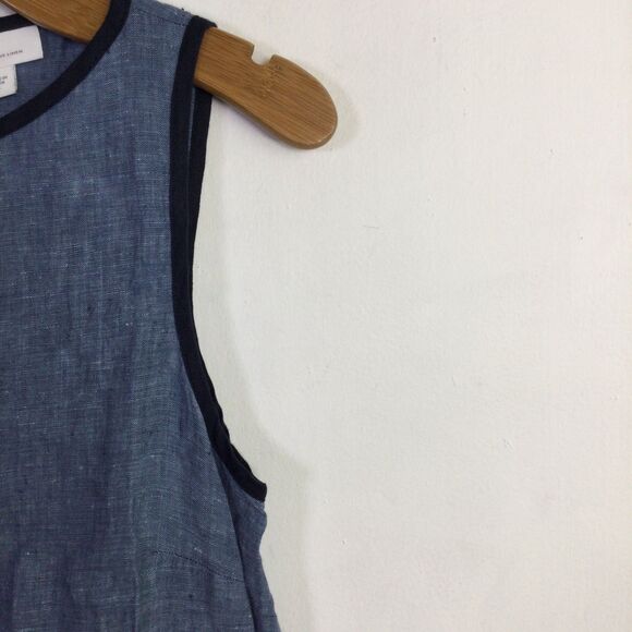 J. Jill Women's Seamed Love Linen Dress V-Neck Pullover Sleeveless Blue Size S - Picture 4 of 16